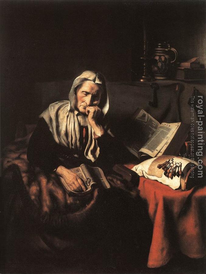 Nicolaes Maes : Old Woman Dozing